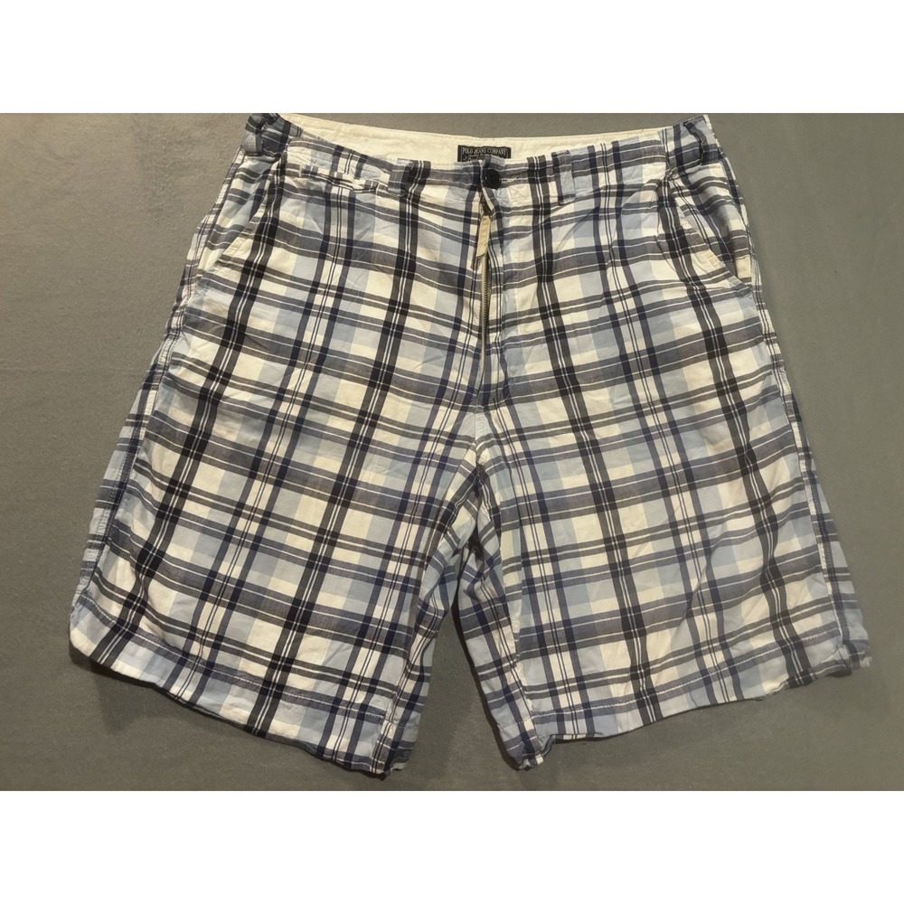 Polo Ralph Lauren Vintage Y2K Shorts Mens Size 34 Blue Plaid 90s Preppy